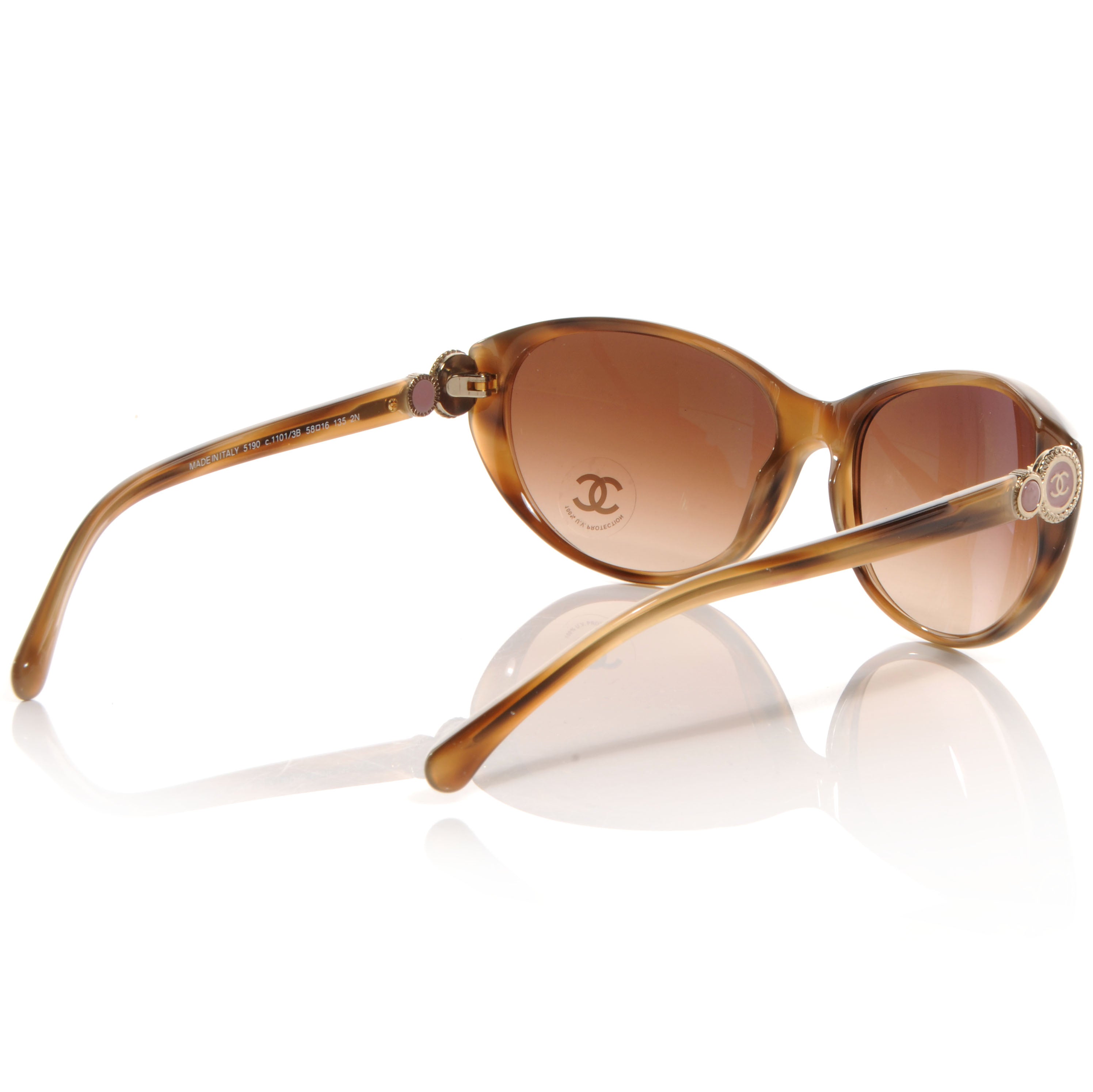 Chanel Acetate Collection Bouton Cat Eye Sunglasses 5190 Tortoise