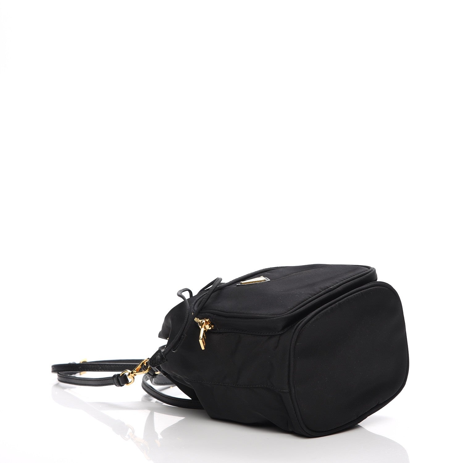 Prada Saffiano Tessuto Nylon Mini Bucket Crossbody Bag Black 4 of 7