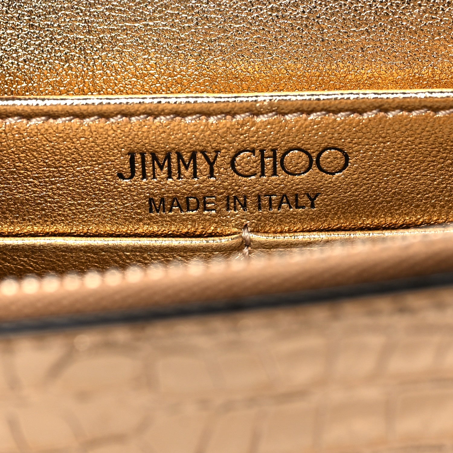 Jimmy Choo Metallic Calfskin Crocodile Embossed Palace Crossbody Light Gold 5 of 8