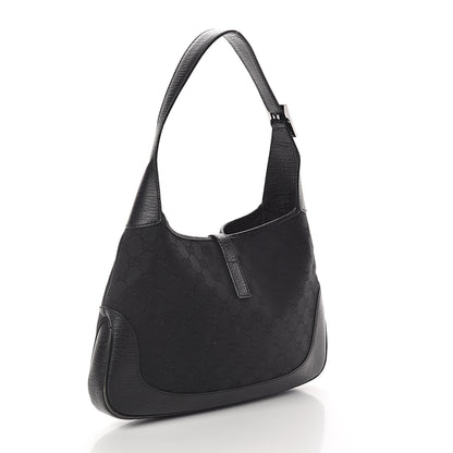 Gucci Denim Monogram Small Jackie O Hobo Black 2 of 8