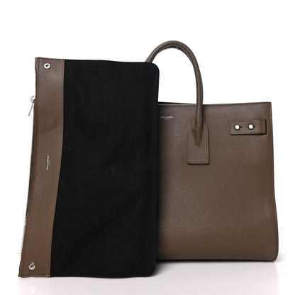 Saint Laurent Grained Calfskin Large Thin Sac De Jour Dark Wood 3 of 10