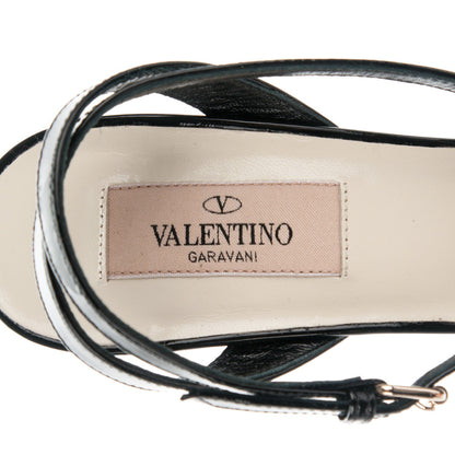 Valentino Garavani Patent Chevron Shiny Fever Ankle Strap 85/115mm Platform Sandals 36 Light Ivory Black 7 of 8