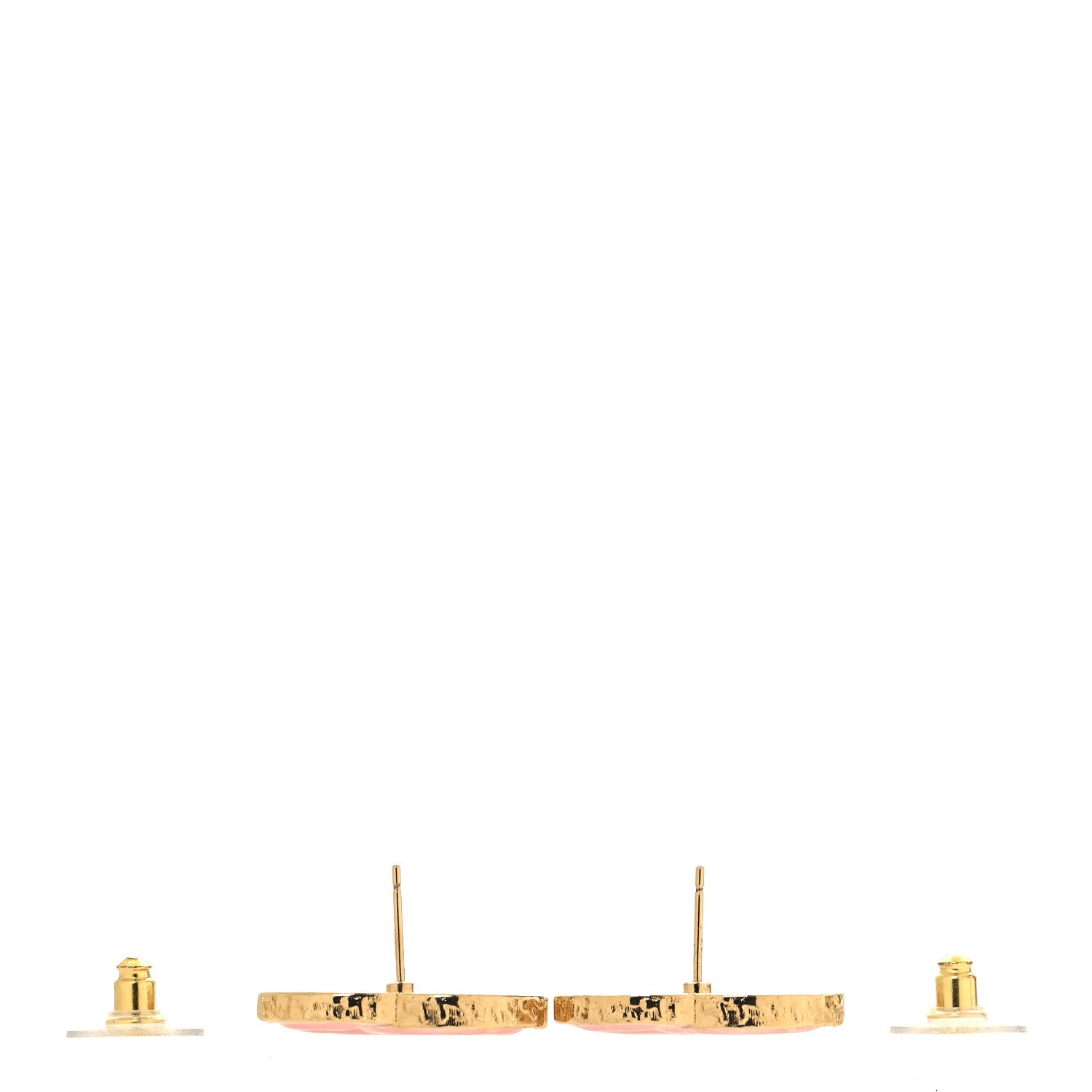 Chanel Metal Enamel CC Earrings Pink Gold 3 of 5