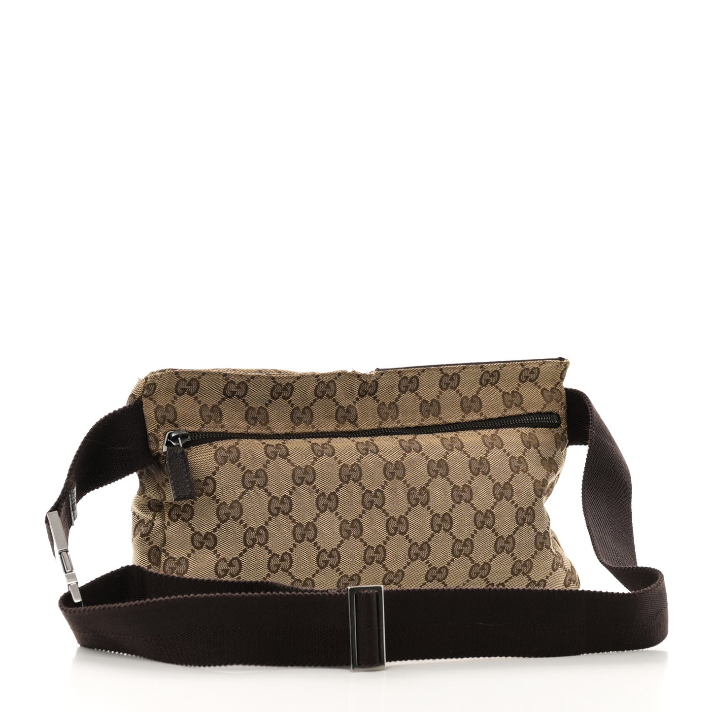 GG Monogram Double Pocket Belt Bag Dark Brown