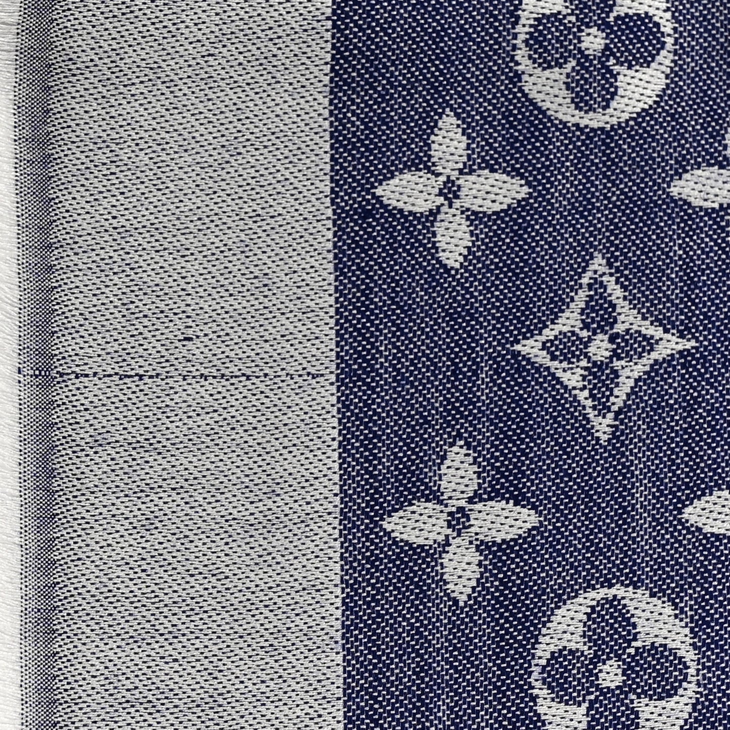 Silk Wool Monogram Denim Shawl Light Blue