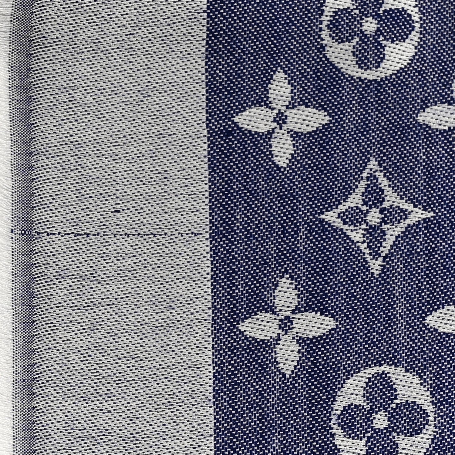 Louis Vuitton Silk Wool Monogram Denim Shawl Light Blue 5 of 6