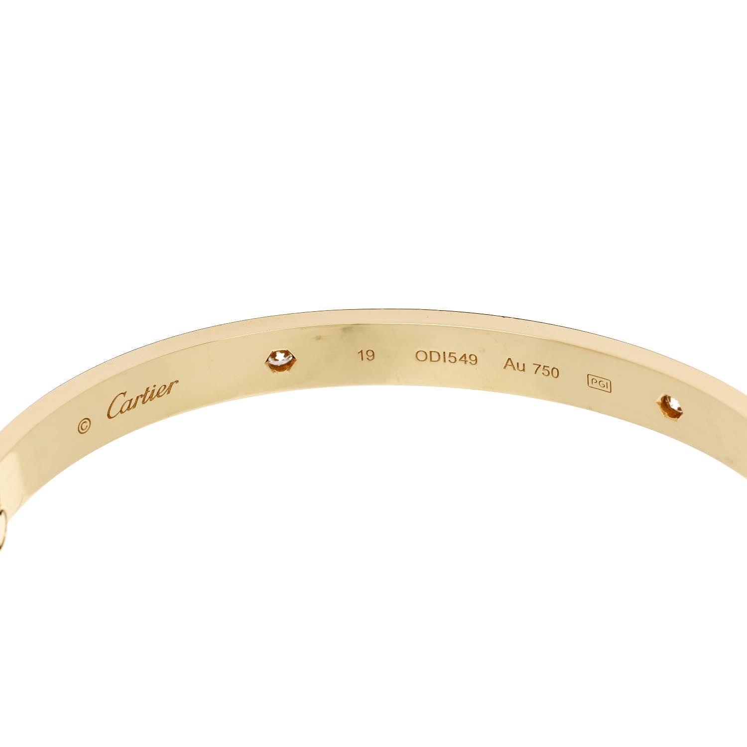 Cartier 18K Yellow Gold 4 Diamond LOVE Bracelet 19 6 of 9