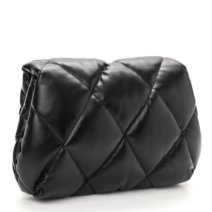 Balenciaga Nappa Calfskin Quilted Touch B Puffy Clutch Black 3 of 10