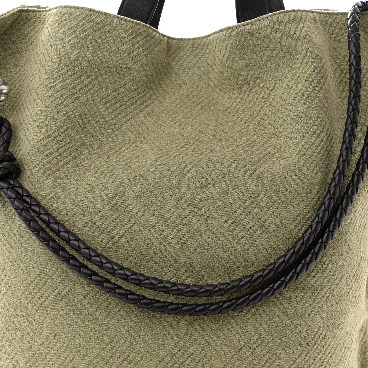 Bottega Veneta Jacquard Canvas Avenue Knot Tote Crocodile Ebano 7 of 9