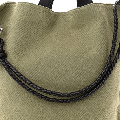 Bottega Veneta Jacquard Canvas Avenue Knot Tote Crocodile Ebano 7 of 9