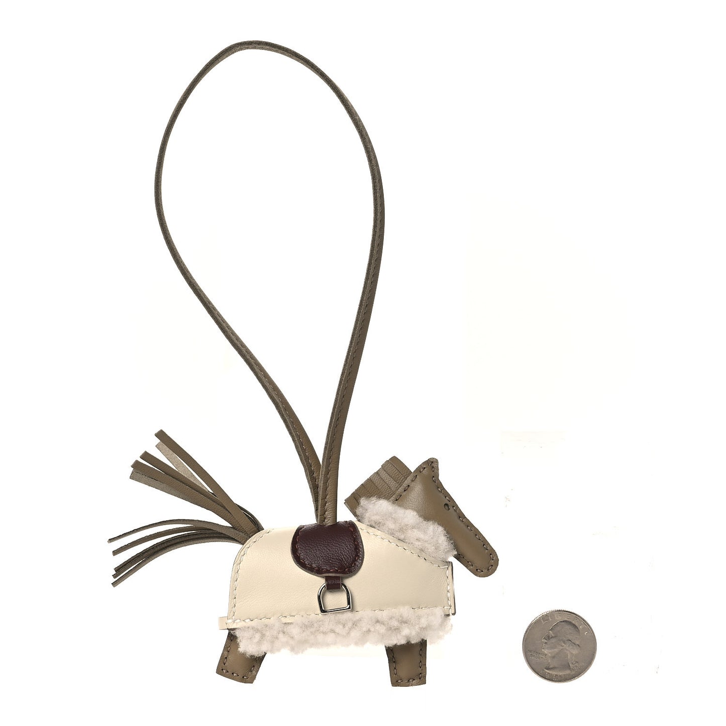 Milo Lambskin Merinos Wool Grigri Rodeo Robeo Plush Bag Charm PM Beige Marfa Terre Craie Ecru