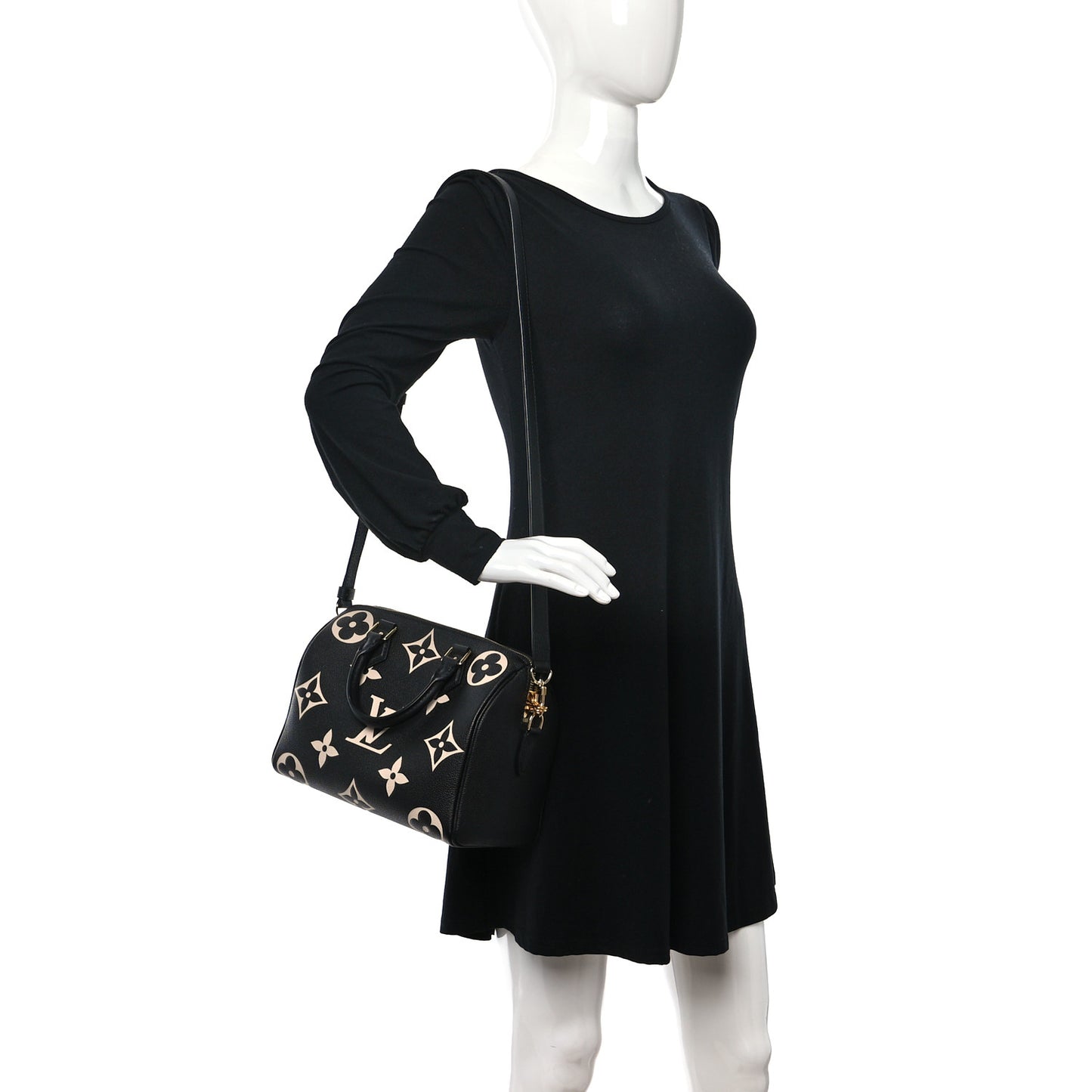 Empreinte Monogram Giant Speedy Bandouliere 25 Black Beige