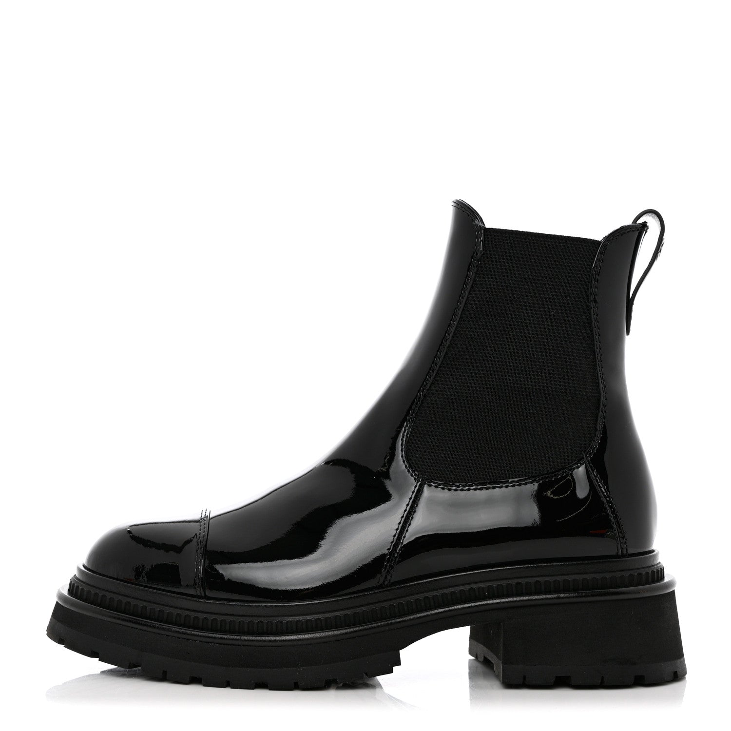Chanel Patent Calfskin Cap Toe Ankle Boots 36.5 Black 1 of 8