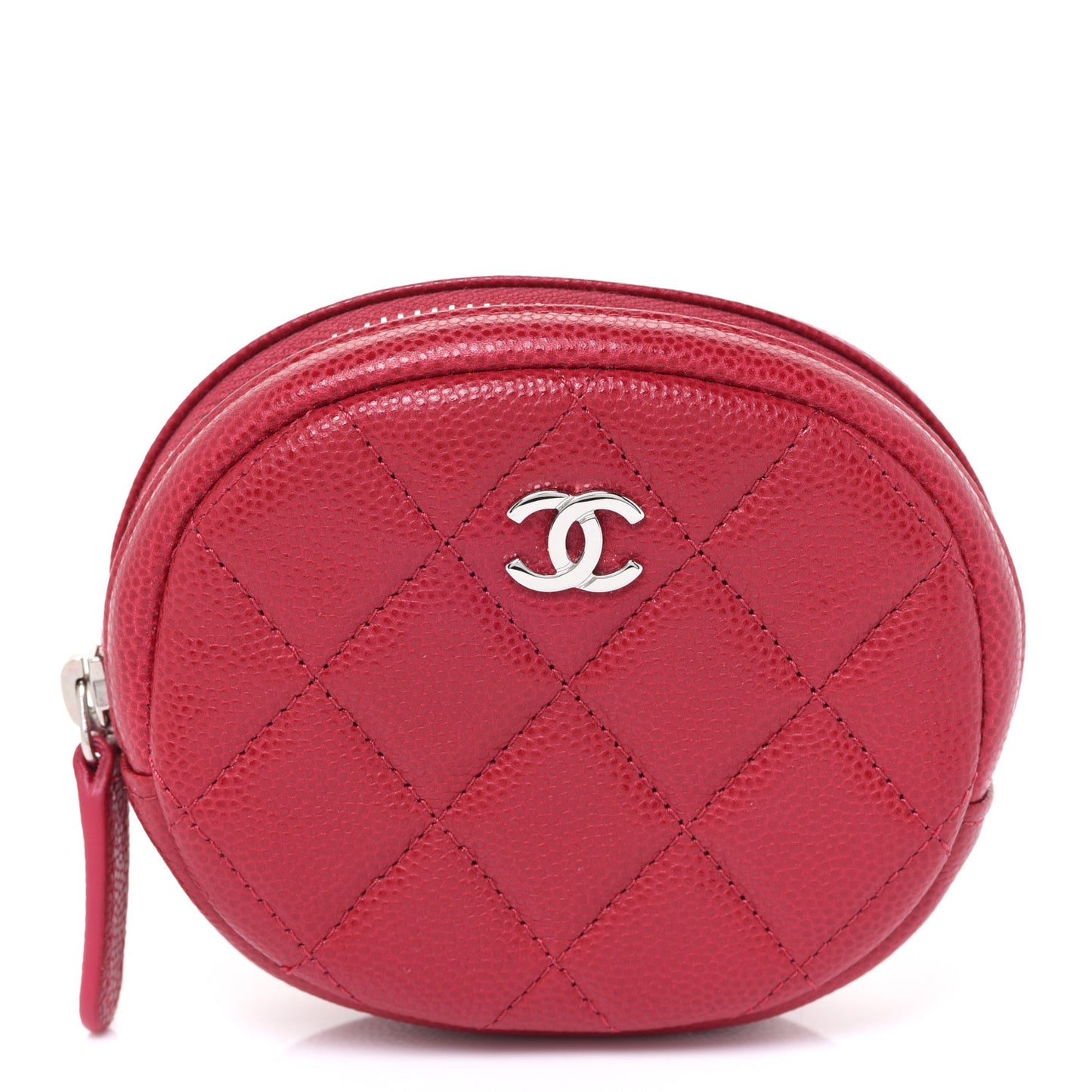 Caviar Quilted Zip Around Classic Coin Purse Dark Pink