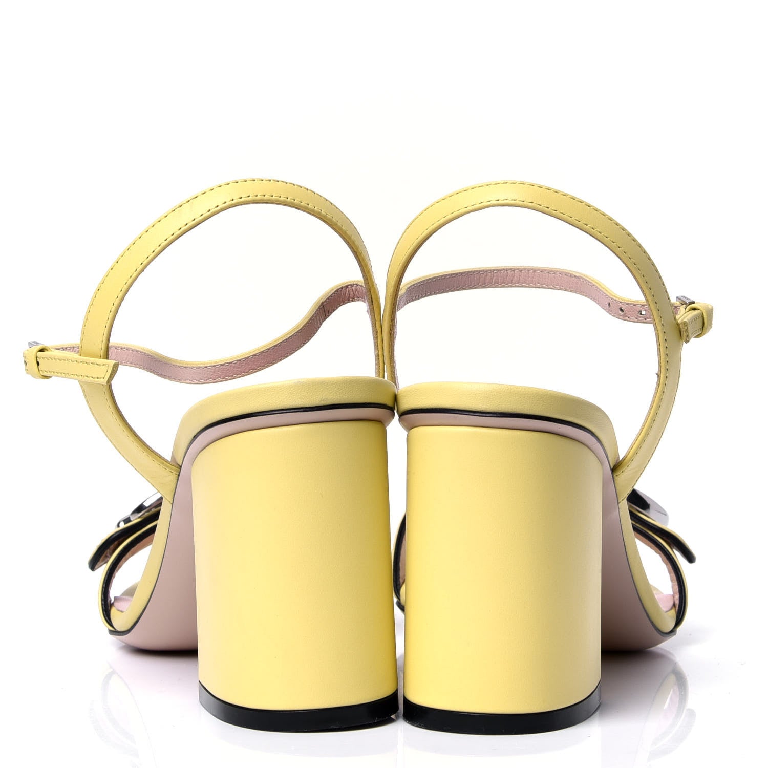 Gucci Lifford Calfskin GG Marmont Ankle Wrap 75mm Sandals 39 Banana 4 of 6