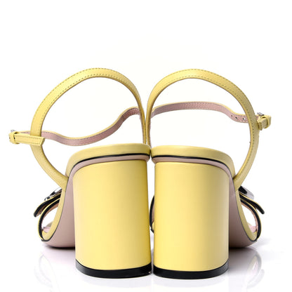 Gucci Lifford Calfskin GG Marmont Ankle Wrap 75mm Sandals 39 Banana 4 of 6