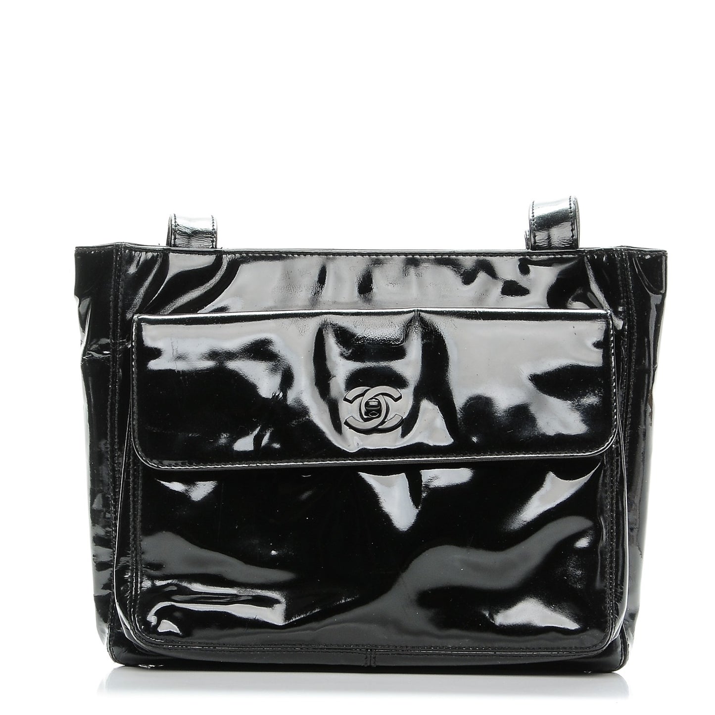 Patent CC Flap Tote Black