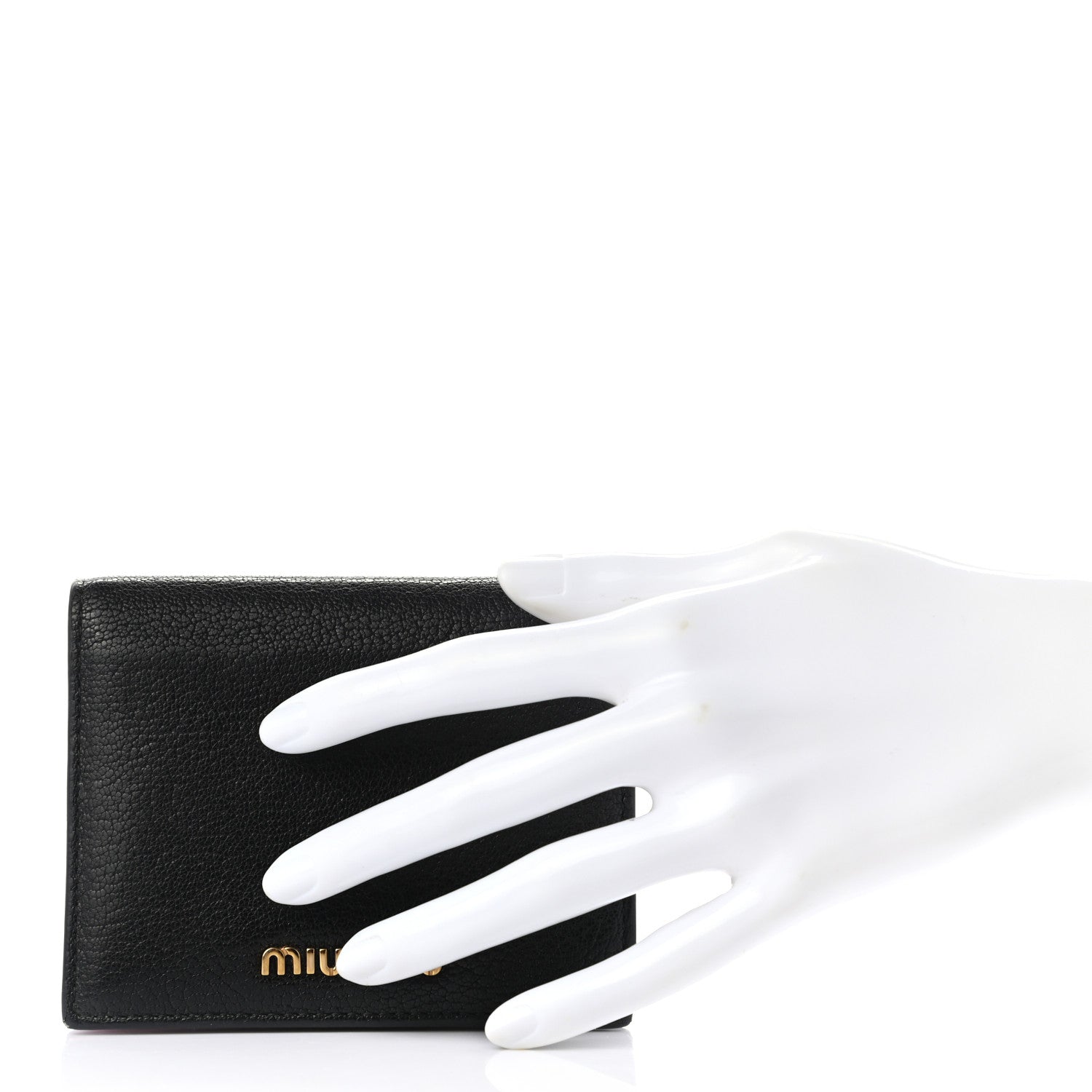 Miu Miu Goatskin Madras Small Wallet Black Rosa 2 of 7