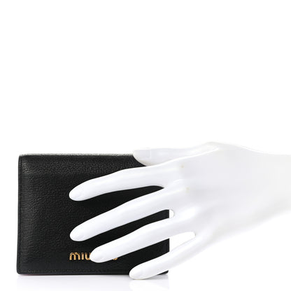 Miu Miu Goatskin Madras Small Wallet Black Rosa 2 of 7