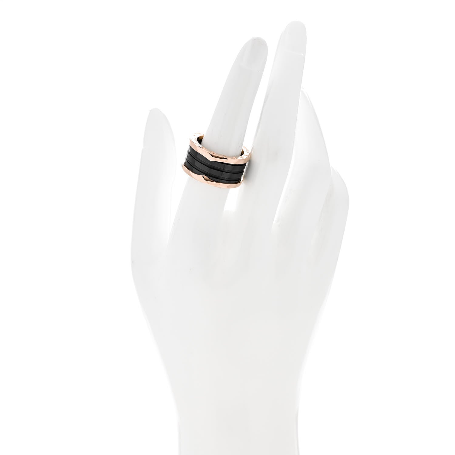 Bulgari 18K Rose Gold Black Ceramic B.Zero1 Four-Band Ring 57 8 2 of 6