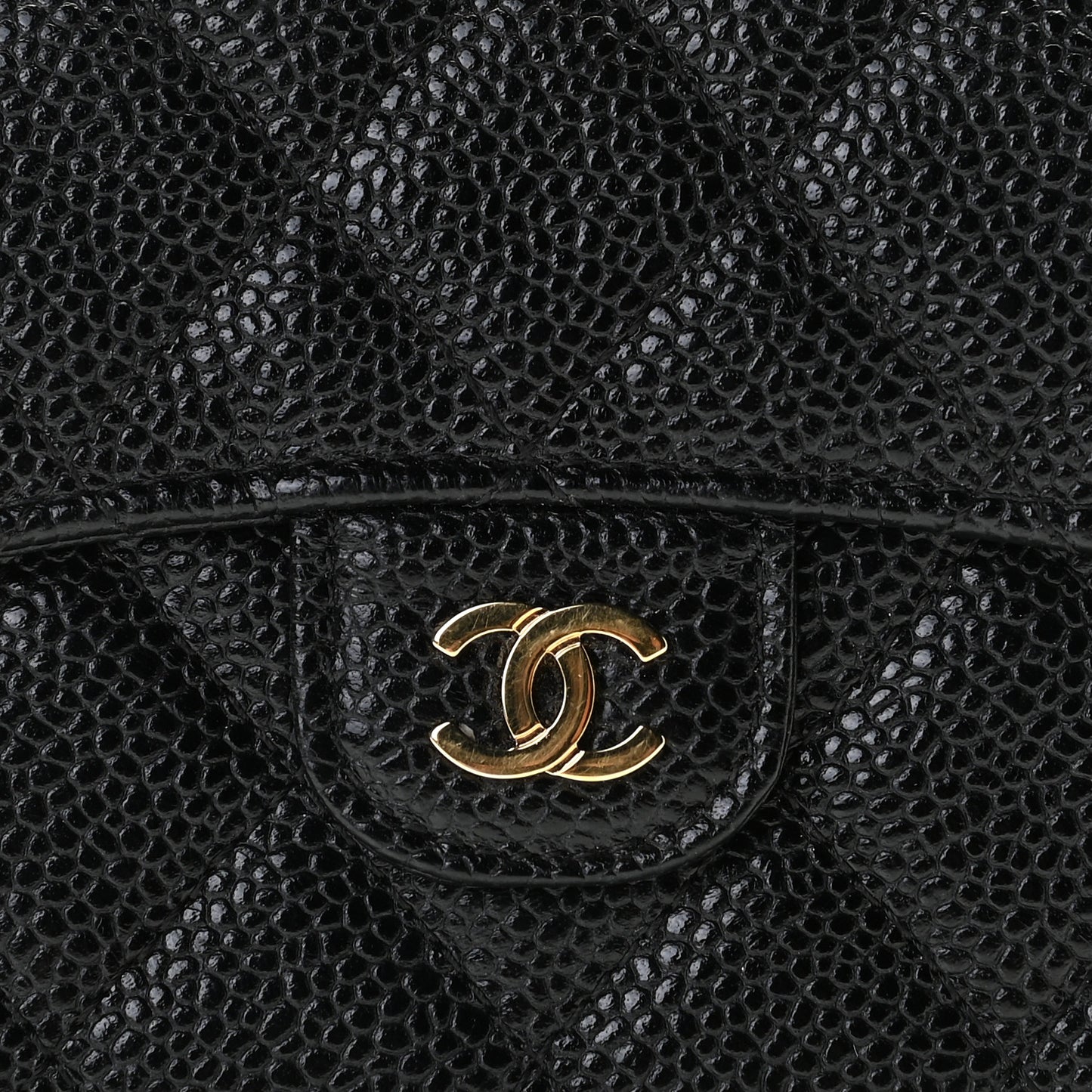 Caviar Quilted Compact Flap Wallet Black