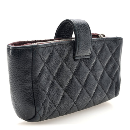 Chanel Caviar Quilted Mini Phone Holder Clutch Black 6 of 16