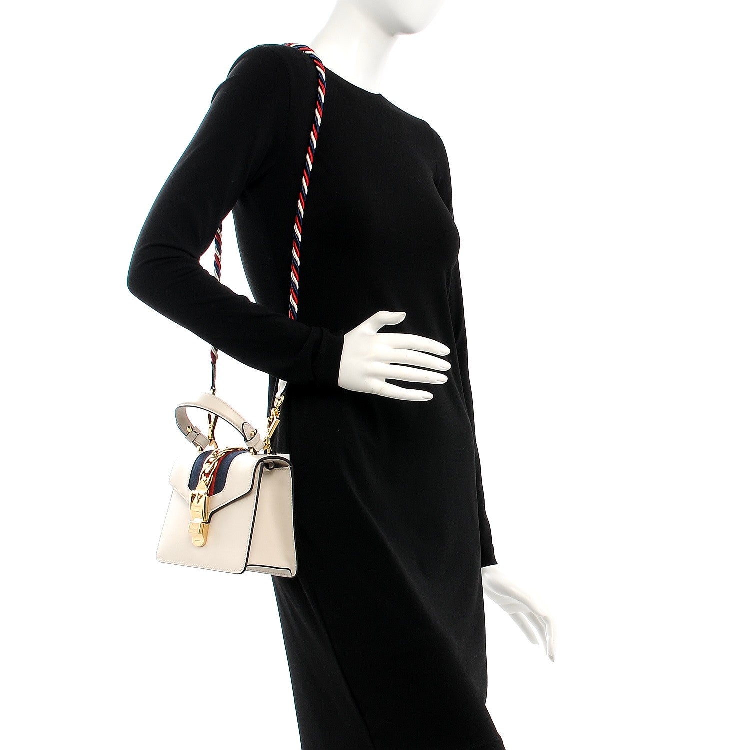 Gucci Calfskin Mini Sylvie Top Handle Bag White 2 of 7