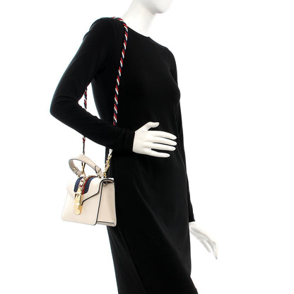 Gucci Calfskin Mini Sylvie Top Handle Bag White 2 of 7