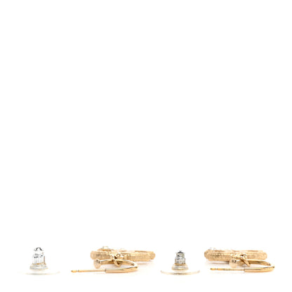 Chanel CC Crystal Hoop Drop Earrings Matte Gold 3 of 4