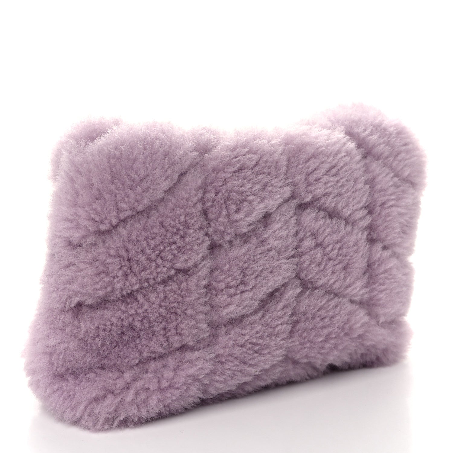 Saint Laurent Shearling Quilted Monogram Loulou Puffer Pouch Clutch Lilac 4 of 12