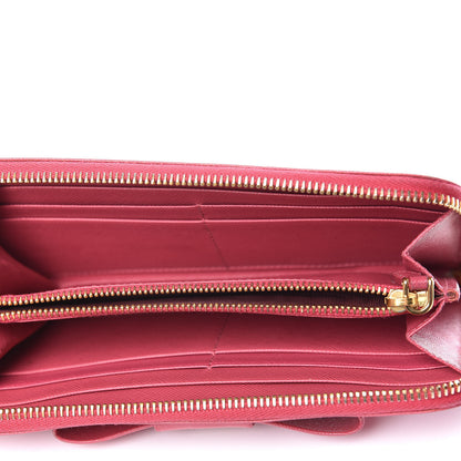 Prada Saffiano Fiocco Bow Zip Around Wallet Peonia 5 of 15