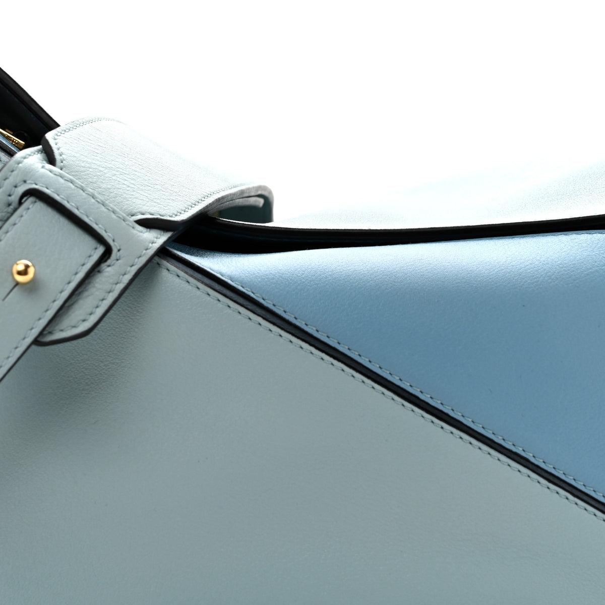 Calfskin Medium Puzzle Bag Aqua Light Blue Stone Blue