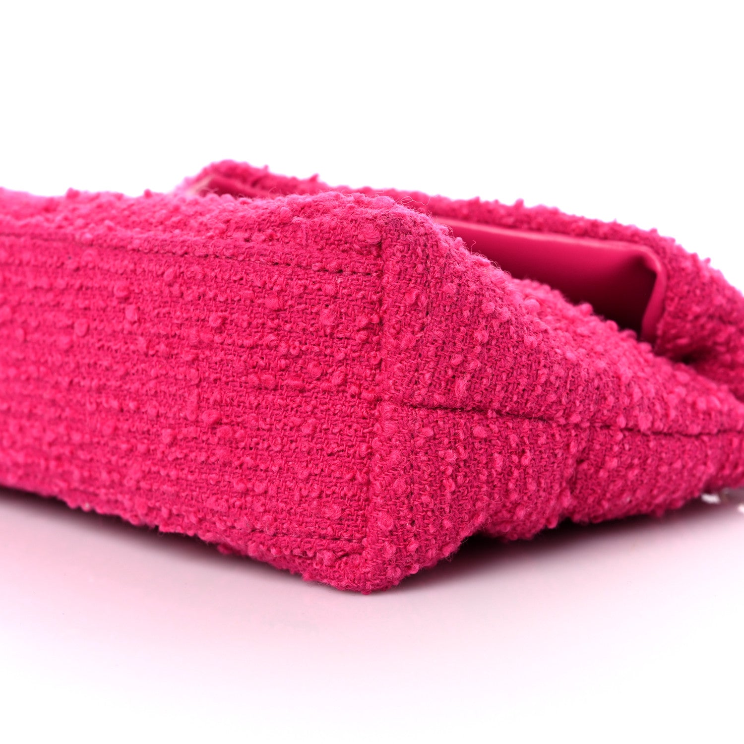 Saint Laurent Boucle Tweed Quilted Toy Loulou Puffer Monogram Chain Satchel Magenta 9 of 10