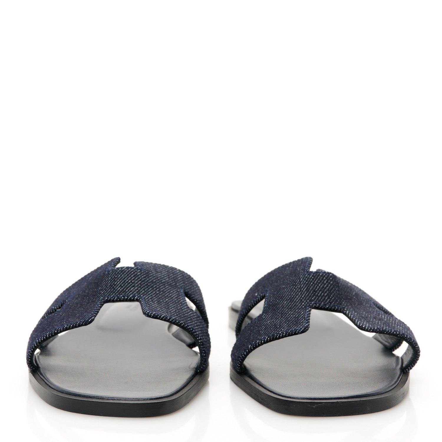 Hermes Denim Canvas Oran Sandals 37.5 Bleu Brut 3 of 9