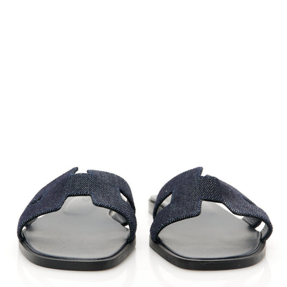 Hermes Denim Canvas Oran Sandals 37.5 Bleu Brut 3 of 9