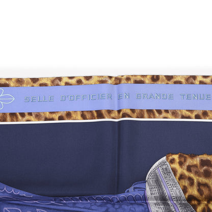 Hermes Silk Selle D'Officier En Grande Tenue Scarf 90 Marine Violet Parme 3 of 4