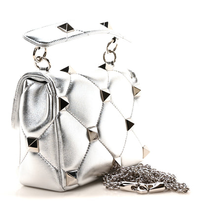 Valentino Garavani Nappa Medium Roman Stud Shoulder Bag Silver 3 of 9