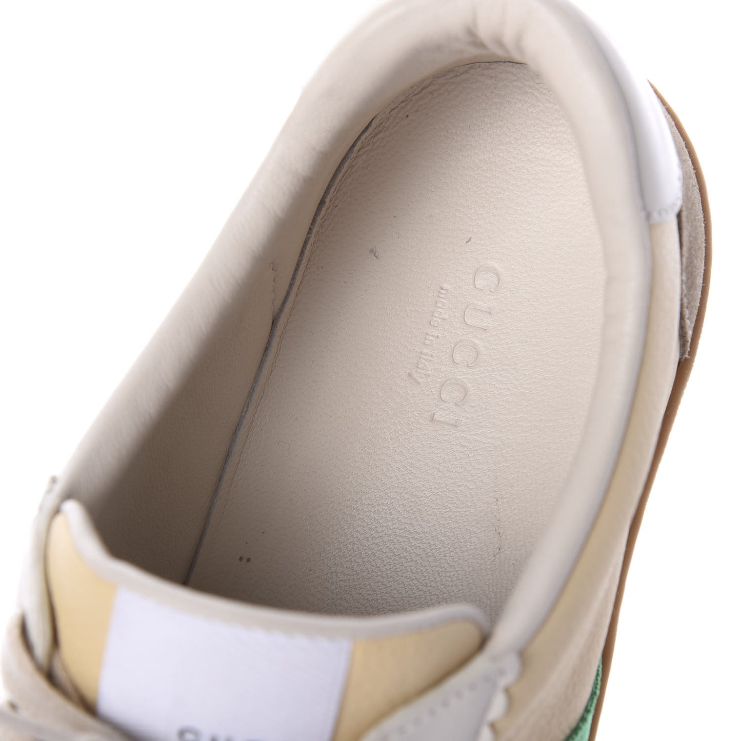 Calfskin Suede Web Womens G74 Sneakers 39.5 Oatmeal Burro New Mystic White