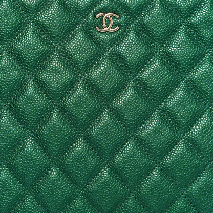 Chanel Metallic Caviar Quilted Medium Cosmetic Case Green 8 of 13