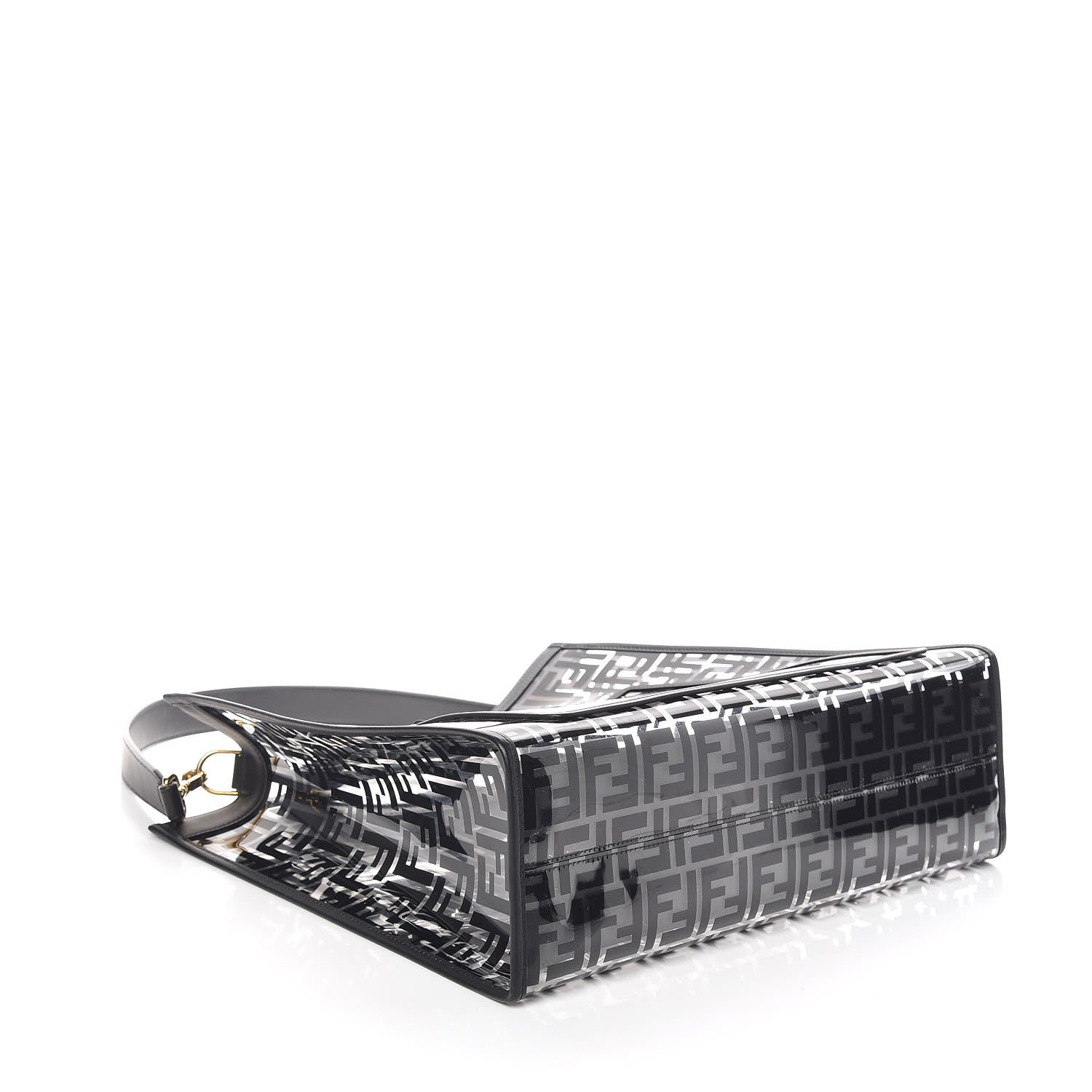 Fendi TPU FF Vitello Century Plexiglass Medium Runaway Shopper Tote Black 4 of 9