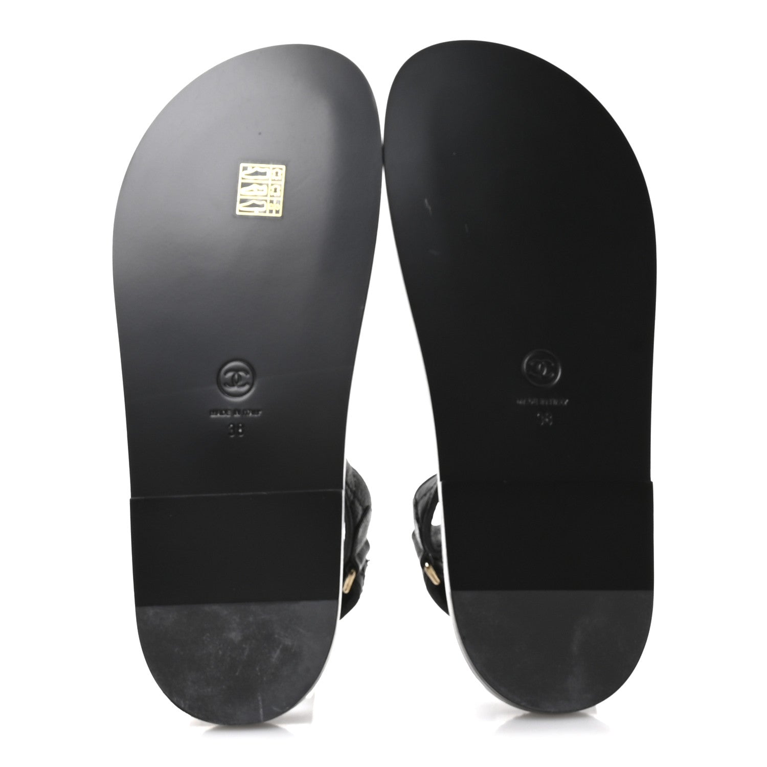 Chanel Grained Calfskin Velcro Dad Sandals 38 Black 6 of 9