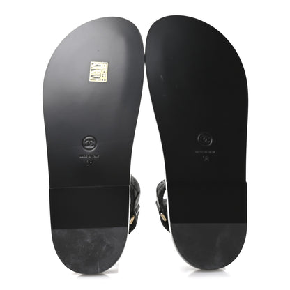 Chanel Grained Calfskin Velcro Dad Sandals 38 Black 6 of 9