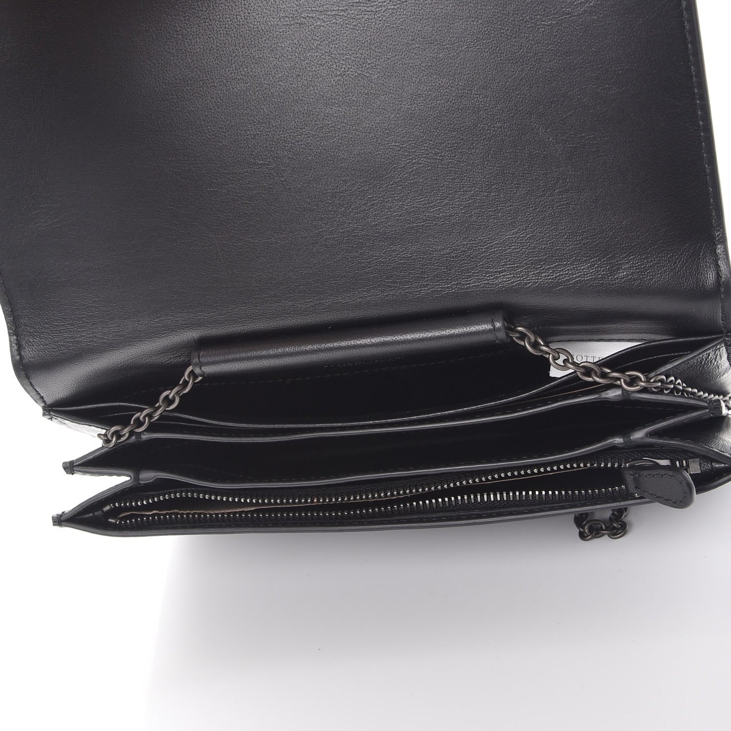 Nappa Intrecciato Continental Chain Wallet Nero Black