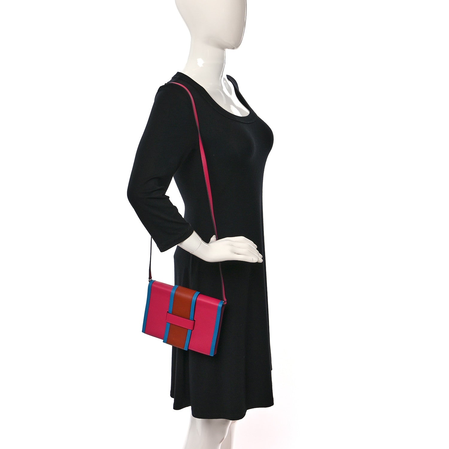 Hermes Evercolor H Passant Clutch Rose Mexico Cuivre Bleu Frida 2 of 10