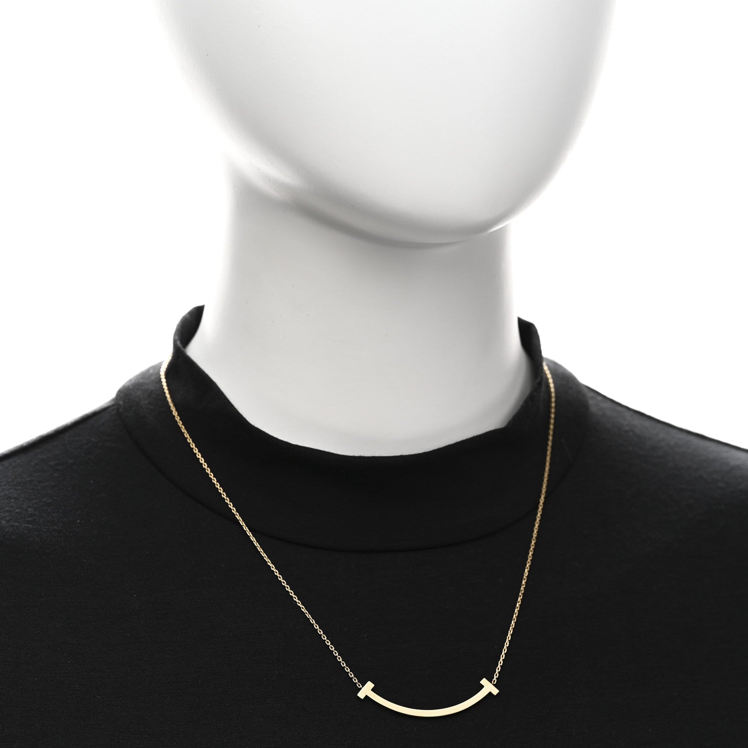 Tiffany 18K Yellow Gold Medium T Smile Pendant Necklace 2 of 4
