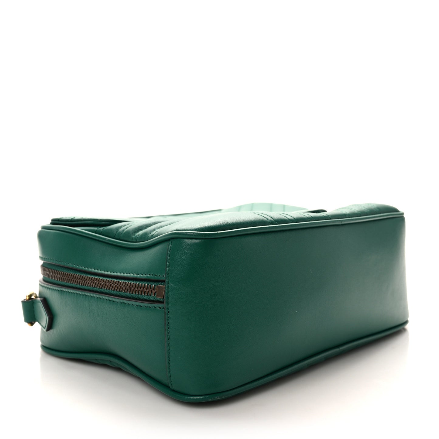 Calfskin Matelasse Sylvie Web Small GG Marmont Top Handle Shoulder Bag Emerald