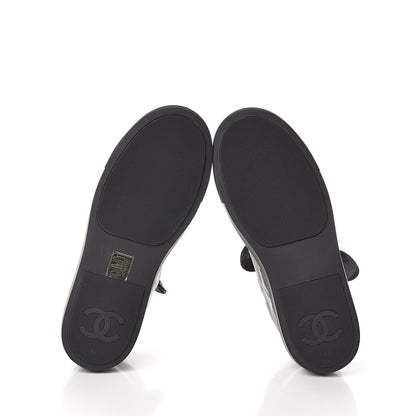 Chanel Crumpled Calfskin Womens CC Bow Sneakers 38.5 Black 6 of 6