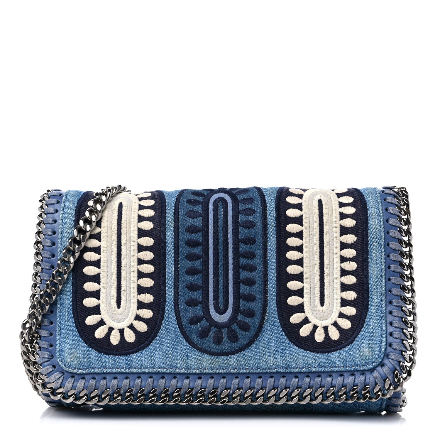Stella McCartney Eco Denim Embroidered Zigarette Falabella Crossbody Blue 1 of 9