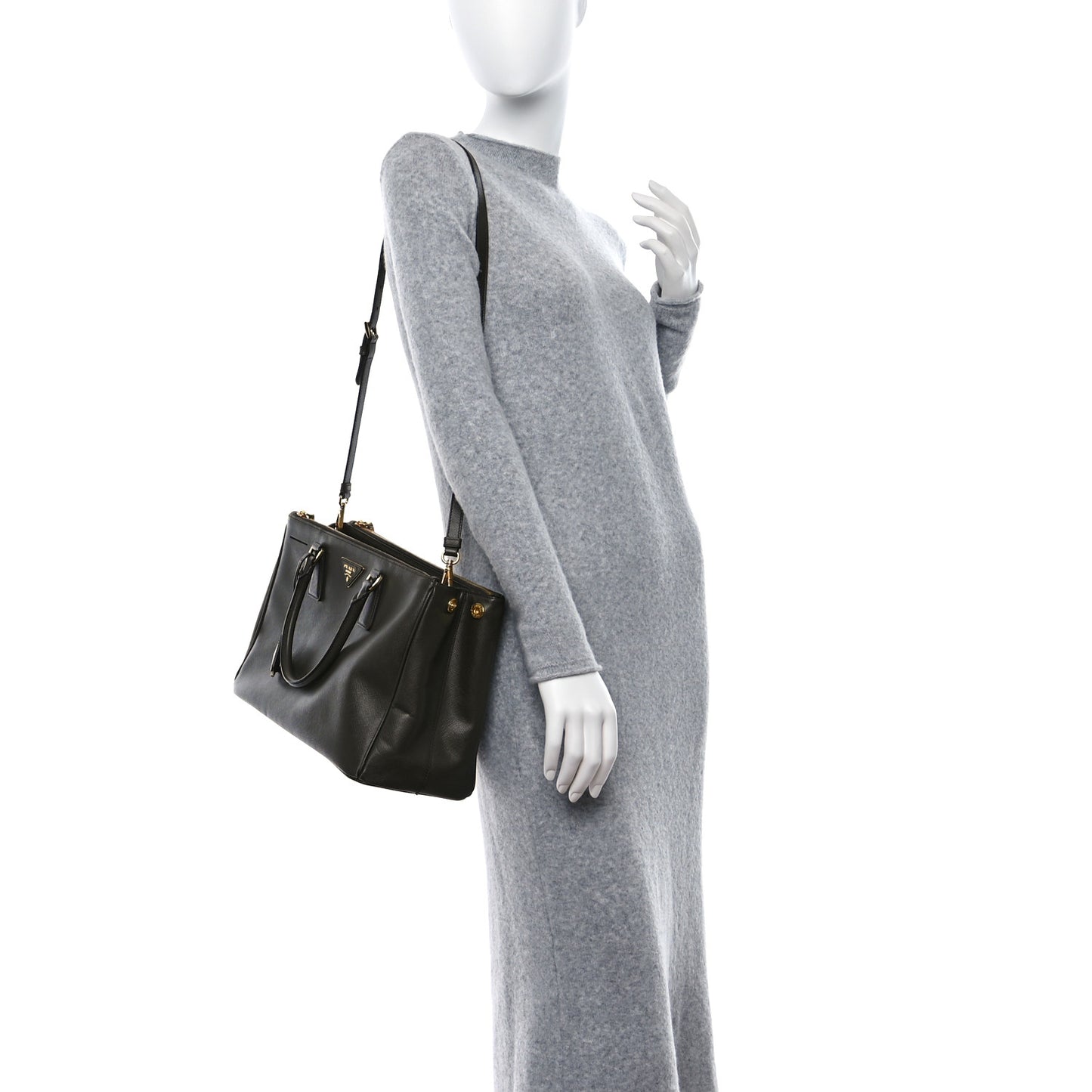 Saffiano Lux Medium Galleria Double Zip Tote Militare