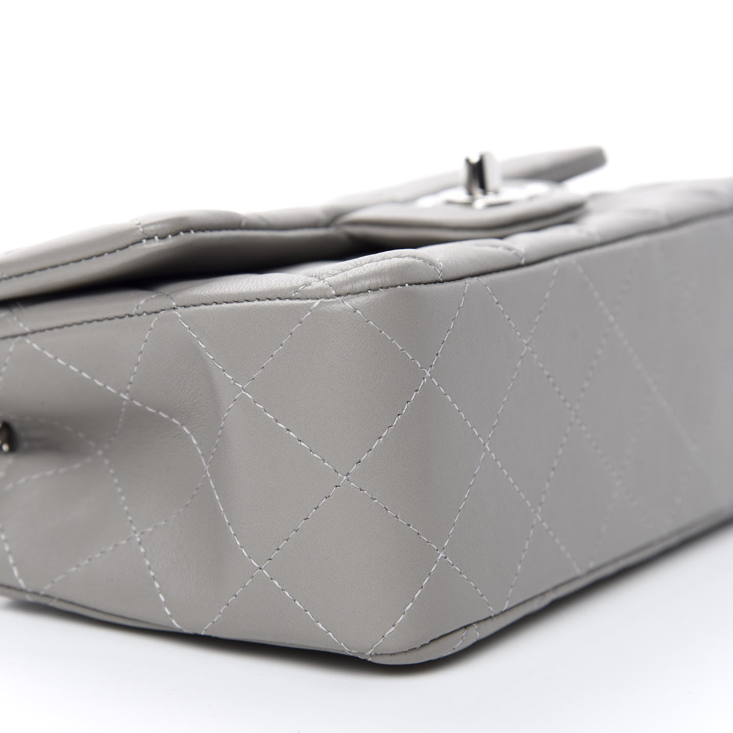 Chanel Lambskin Quilted Mini Rectangular Flap Grey 6 of 10